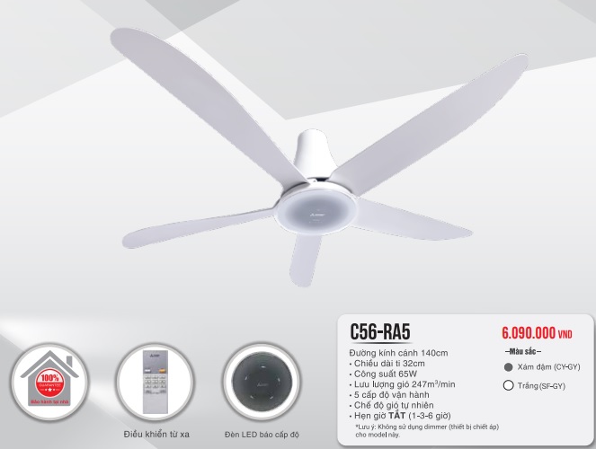 Quạt trần 5 cánh Mitsubishi C56-RA5